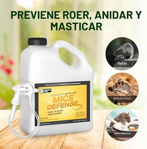 Vista 2 de Exterminators Choice - Spray de defensa para ratones, 1 galón (128 onzas líquidas), aroma a menta, uso en interiores y exteriores: césped, jardín