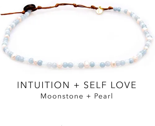 Vista 4 de Lotus and Luna Collar curativo de chakras energéticos de 0157in con piedras reales de jade perla cuarzo rosa amatista piedra lunar Piedra No es una