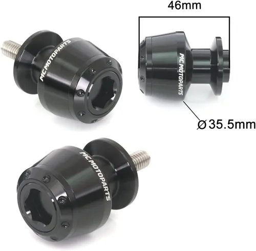 Vista 2 de MC MOTOPARTS ATOM - Carretes de basculante CNC negros de 0.394 pulgadas compatibles con Vulcan 650 S Z1000 ZX-10R 04-07 Ninja 250R 08-12 EX300