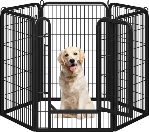 Vista 10 de Yaheetech Corralito para perros, 24 pulgadas, 2 paneles, corral para perros para interiores, resistente, corral de ejercicio para cachorros, valla