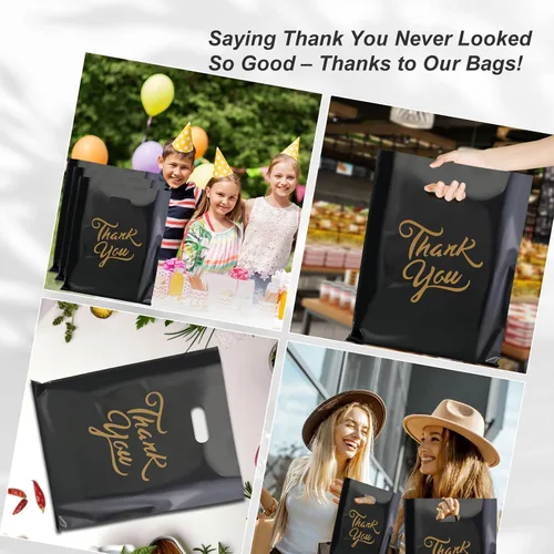 Vista 7 de Gute paquete de 100 bolsas para mercancía con texto "Thank You" - extra gruesas 2,36 mil al por mayor al por menor para venta al por menor