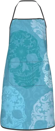Vista 14 de Delantal de calavera de azúcar, delantales de cocina para hombres y mujeres, delantal de cocina, delantal de chef, delantales de jardín ajustables