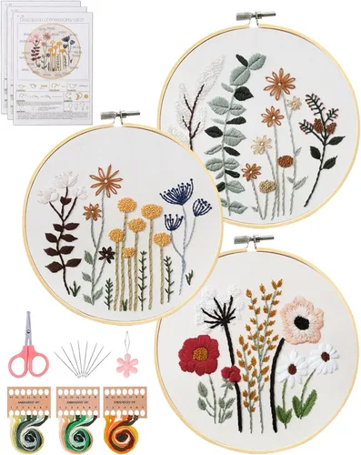 Vista 14 de Santune Paquete de 4 kits de bordado para principiantes, kits de punto de cruz y punto de aguja para adultos, juegos de punto con patrón de abeja