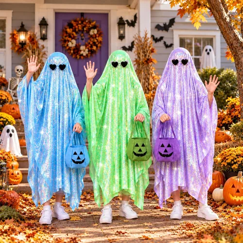 Vista 7 de Juego de 3 disfraces de fantasma de Halloween, ropa espeluznante