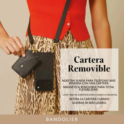 Vista 6 de Bandolier Remi - Funda de piel cruzada para iPhone 17 Pro Max, color negro