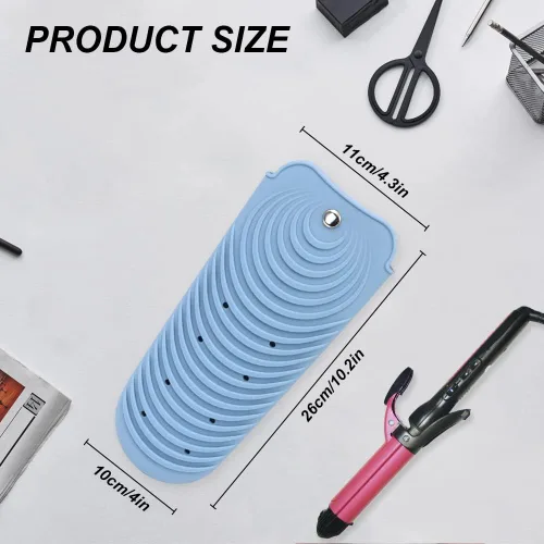 Vista 7 de Funda de silicona aislante para alisador de cabello, funda antideslizante de viaje para rizar y planchar, soporte portátil para rizador y rizador