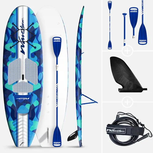 Vista 8 de WAVESTORM SUP Kayak híbrido de 9 pies y 6 pies con parte superior suave de espuma para adultos y niños de todos los niveles de kayak de remo, azul