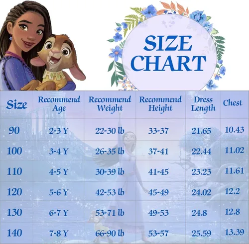 Vista 6 de KGDECYS Wish Star Asha Girls Short Ruffles Sleeve Toddler Costume Princess Dress up Cartoon Shirt Dress Kids Home Causal Wear