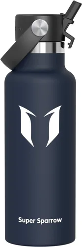 Vista 17 de Super Sparrow Botella de Agua Aislada - 17 Oz / 25 Oz / 34 Oz - Frasco FlipFlow de Boca Estándar - Libre de BPA, Botella a Prueba de Fugas