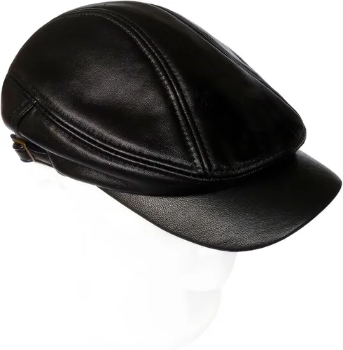 Vista 3 de LETHMIK Sombrero Plano de taxista en Piel Auténtica clásico Newsboy Cap Ivy de conducir