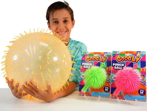 Vista 3 de JA-RU Bola gigante Googly con pinchos de goma (3 paquetes), juguete para ansiedad inflable de 14 pulgadas, pelota de rebote grande para aliviar