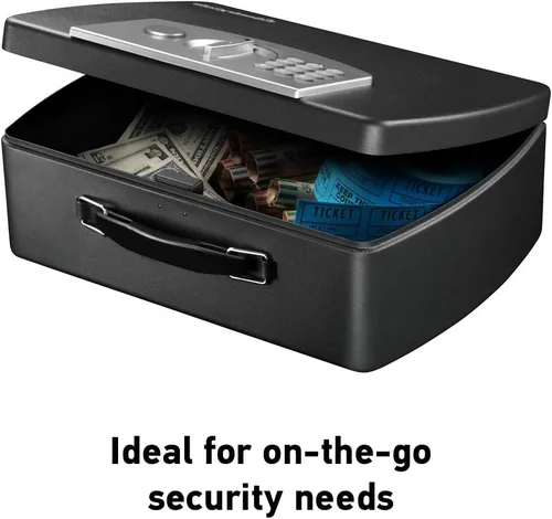 Vista 2 de P021E Caja fuerte de seguridad portátil para crear una combinación propia, 5.6 x 12.8 x 10.4 pulgadas, color negro