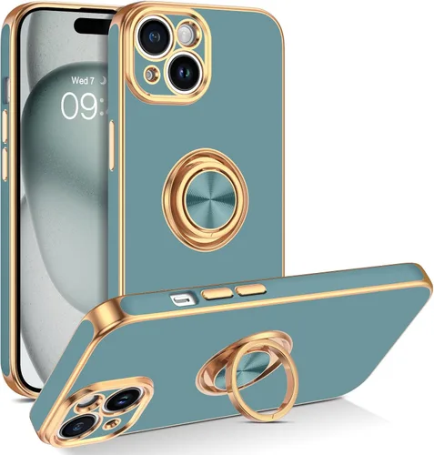 Vista 13 de BENTOBEN Funda compatible con iPhone 15, funda para teléfono iPhone 15, ajuste delgado, soporte de anillo de 360°, soporte magnético para automóvil