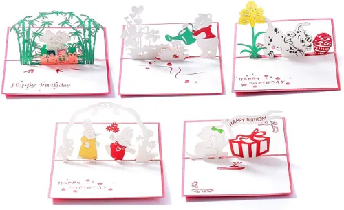 Vista 11 de Tarjetas de felicitación 3D Pop Up Happy Birthday Gift para niños. Juego de 4 paquetes surtidos (paquete de 4, surtido)