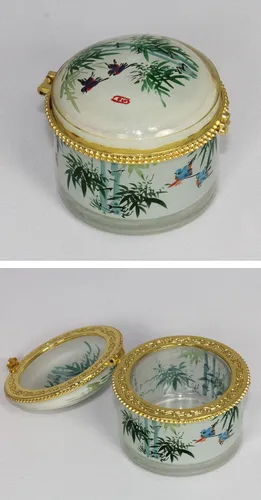 Vista 4 de Bosque de bambú Art Glass Jewelry Box jb-002