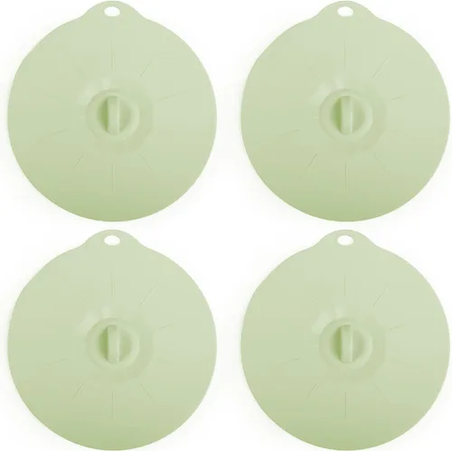 Vista 8 de Paquete de 4 tapas de silicona de 3.9 pulgadas para tazas, tazones, platos, sartenes, cubierta para salpicaduras de microondas, recipientes