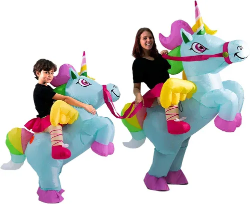 Vista 5 de HORYEE Inflatable Unicorn Costume - Adult Men Women Air Pumping Half Body Ride on Unicorn Cosplay Suit Adult - Unicorn