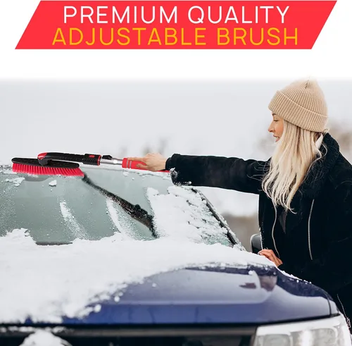 Vista 7 de VaygWay Rascador de hielo y cepillo de nieve extensible para parabrisas de automóvil, agarre de espuma de longitud ajustable, cabezal de cepillo
