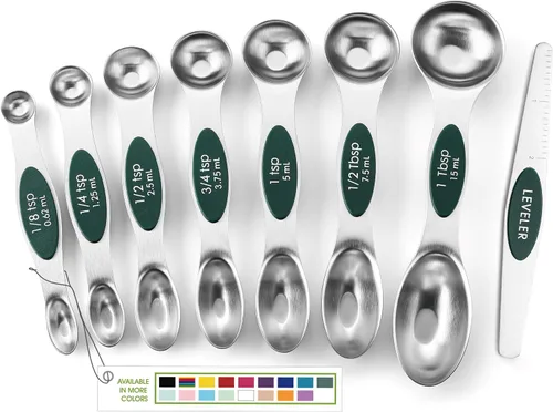 Vista 47 de Spring Chef Juego de cucharas medidoras magnéticas de acero inoxidable con imanes N45 fuertes, accesorios de cocina de metal resistente para hornear