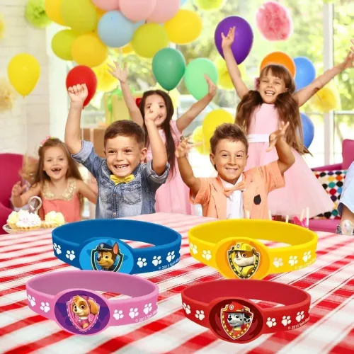 Vista 4 de Artículos para fiesta de cumpleaños Paw Patrol, Pulseras, Colores Variados