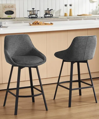 Vista 15 de Flouki Taburetes de bar con altura de mostrador, juego de 3 taburetes de bar giratorios negros para isla de cocina, taburetes de mostrador modernos