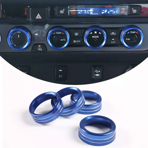 Vista 14 de Cubierta de anillo de botón de aleación de aluminio para automóvil y perilla de salida de volumen, 4 piezas, compatible con Toyota Tacoma 2016 2017