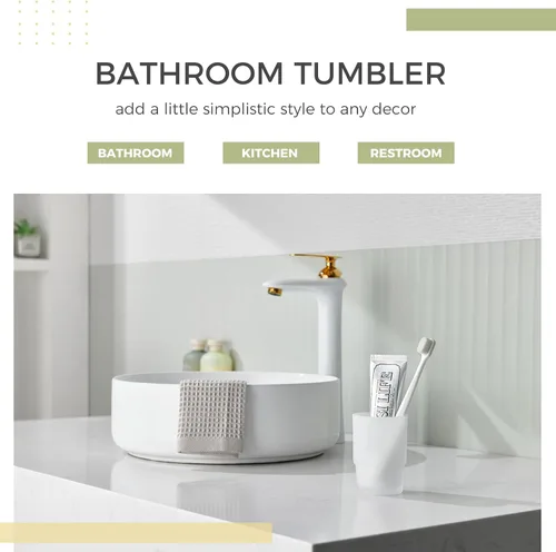 Vista 2 de Aomasi - Taza de cristal para lavabo de baño, taza de cepillo de dientes blanco esmerilado Thickened Substantial Glass, Modern Bathroom Tumbler
