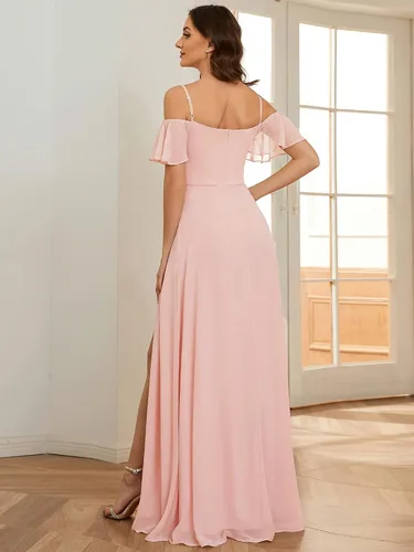Vista 2 de Ever-Pretty Vestidos de dama de honor de gasa con mangas y hombros descubiertos para mujer 0237