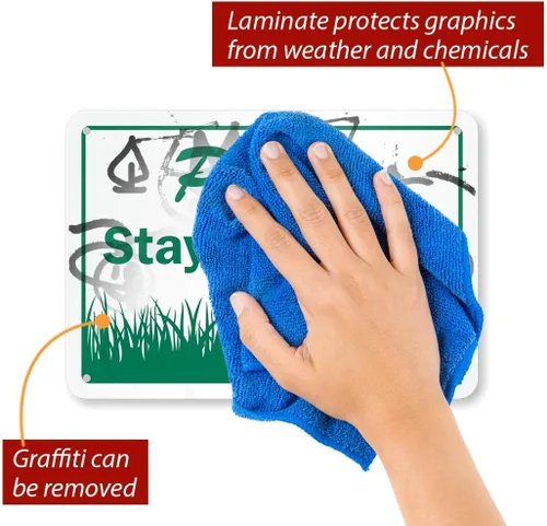 Vista 2 de SmartSign Letrero con texto en inglés «Please Stay Off Grass» Aluminio de 7 x 10 pulgadas