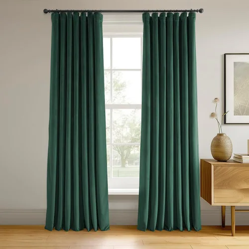 Vista 23 de HPD Half Price Drapes Cortinas Opacas Térmicas de Terciopelo Signature para Sala de Estar de 63 Pulgadas de Largo (1 Panel) con Bolsillo para Barra