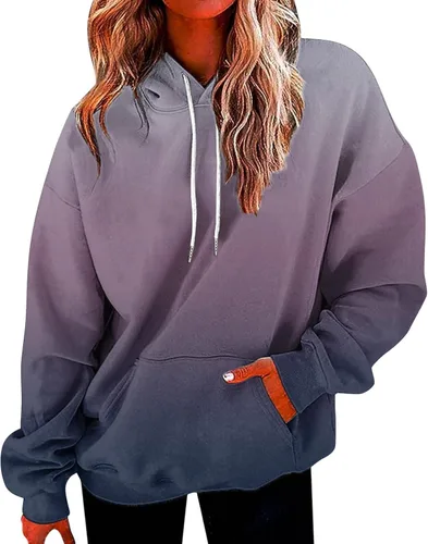 Vista 31 de Ceboyel Sudaderas de gran tamaño para mujer, teñido anudado, manga larga, sudaderas con capucha, ajuste holgado, ropa de moda para adolescentes