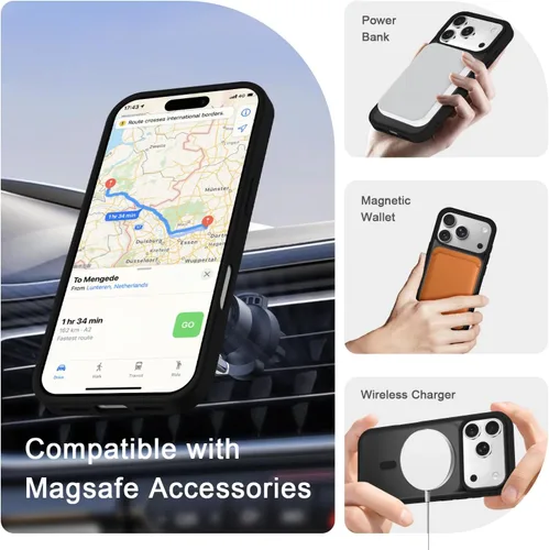 Vista 1530 de Funda para Google Pixel 10 Pro XL, cubierta magnética mate, color negro Fit for MagSafe, Screen Protector included, Shockproof Military Grade