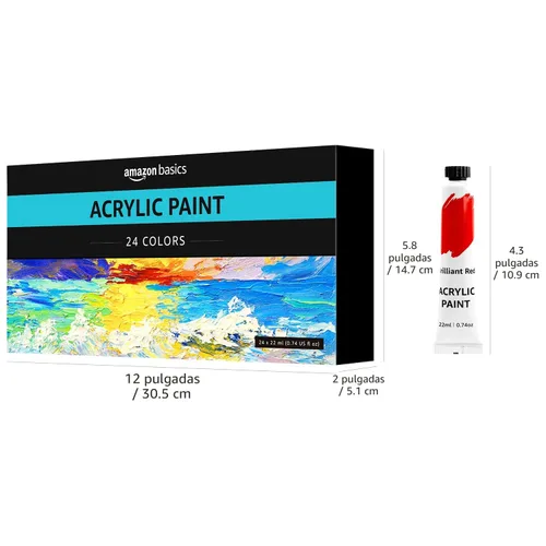 Vista 7 de Amazon Basics Tubos de pintura acrílica, 24 unidades (paquete de 1), multicolor