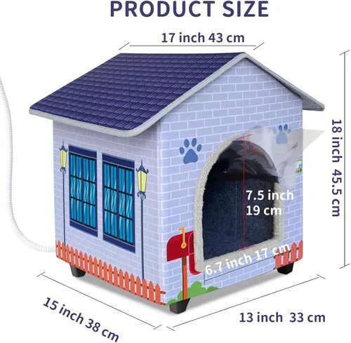 Vista 5 de Casas para gatos con calefacción para gatos de interior/exterior con cama para gatos elevada y resistente al agua, proporcionando un refugio seguro
