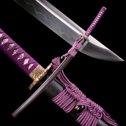 Vista 8 de 41-Inch Handmade Katana Collectible, Full Tang Clay-Tempered Spring Steel, Traditional Japanese-Inspired Display for Adults