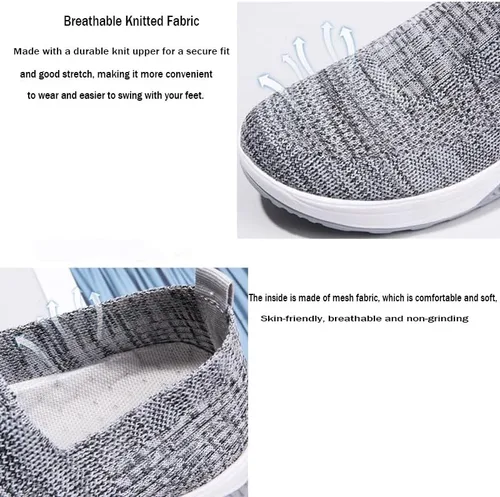 Vista 4 de RiceelSor Zapatos ortopédicos de malla para caminar con amortiguación de aire para mujer, zapatos casuales de plataforma sin cordones, zapatos