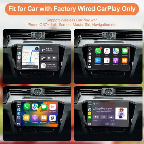 Vista 5 de Adaptador inalámbrico CarPlay para Apple iPhone IOS7+ Convertir con cable a Dongle inalámbrico CarPlay, juego de coche inalámbrico, apto para coche