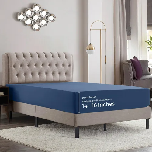 Vista 10 de Empyrean Bedding Sábanas de cama individual – Sábana bajera ajustable de 14 a 16 pulgadas individual – Sábana bajera súper suave individual – Sábana