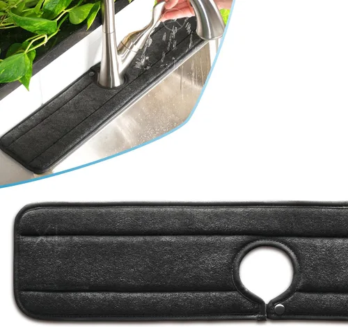 Vista 11 de The Original Ternal Sinkmat Captador de Goteo y Protector contra Salpicaduras, Tapete para Grifos de Fregaderos – Microfibra Absorbente, Protector