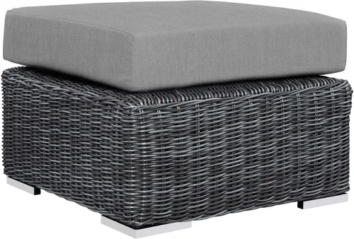 Vista 12 de Modway Summon - Otomana cuadrada de mimbre para patio al aire libre Sunbrella en lona toscana