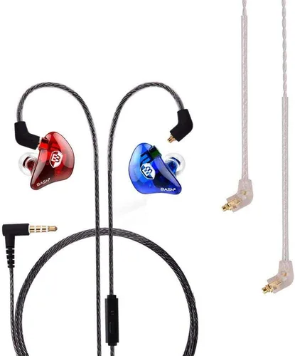 Vista 7 de BASN Auriculares profesionales intrauditivos con monitor para cantantes, bateristas y músicos con conector MMCX IEM (Pro Clear Negro)