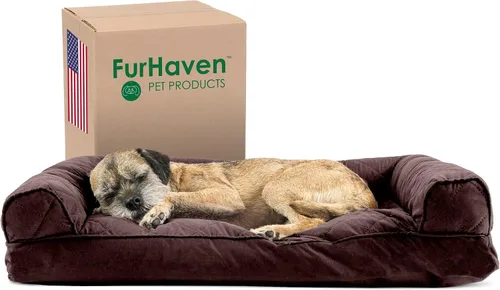 Vista 25 de Furhaven - Cama para perros, cojín de almohada tradicional sofá y colchón de espuma rectangular terapéutico de lujo con funda extraíble para perros