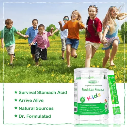 Vista 3 de ZEBORA Probióticos para mujeres, hombres y niños a partir de 3 años, prebióticos y probióticos en polvo para la salud digestiva e inmunológica
