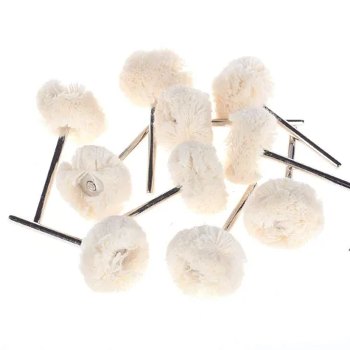 Vista 2 de COMOK Rueda pulida de algodón montada Buff 0.091 in vástago para joyería reloj luz polaco herramienta 20PCS