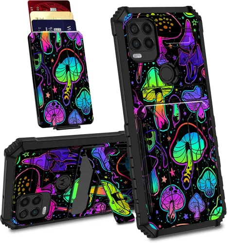 Vista 24 de Funda para Motorola Moto G Stylus 5G con ranura desmontable para tarjetero, soporte de doble capa, resistente a prueba de golpes, funda oculta