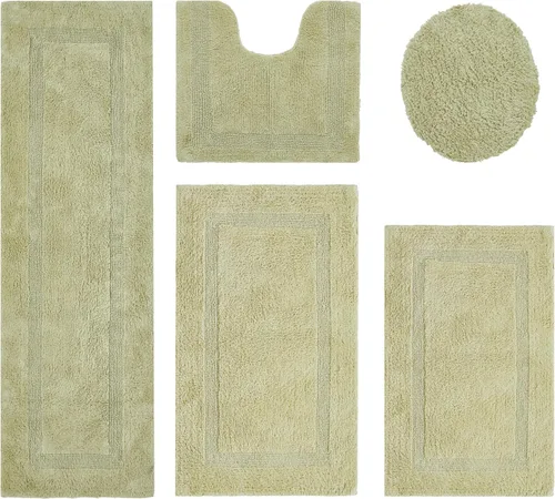 Vista 68 de Better Trends - Juego de 2 alfombras de baño 100% algodón, extra suaves, con borlas, de 17" x 24", alfombra de baño superabsorbente y reversible