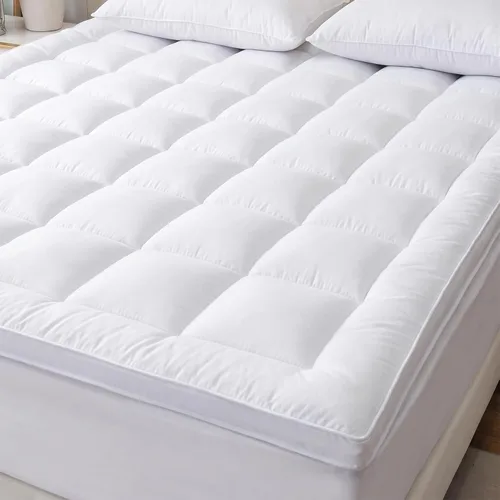 Vista 11 de Cubrecolchón refrescante King – Protector de colchón extra suave, viscosa transpirable hecha de bambú para aliviar el dolor de espalda, funda de Azul