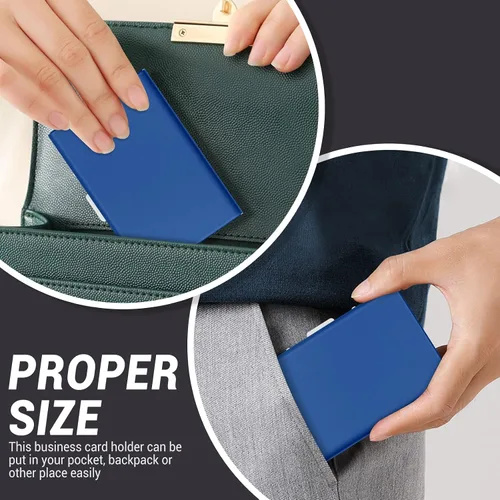 Vista 6 de YINHEXI Cartera para tarjetas de visita para hombres y mujeres, de metal, minimalista, delgada, con bloqueo RFID de acero inoxidable para hombres