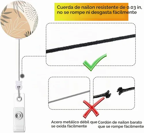 Vista 3 de Carrete retráctil para tarjetas de identificación con clip de cocodrilo resistente para nombre de enfermera, carrete decorativo para tarjetas