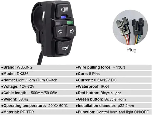 Vista 3 de 3 en 1 Accesorios de conversión de iones de litio para bicicleta, kit de luz ebike ebike Kit de luces traseras para faros delanteros DK336 E-Bike